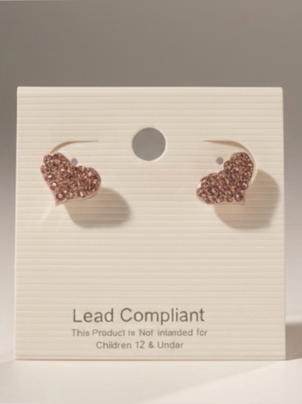 Heart-Shaped Pink Crystal Sparkle Earrings NWT